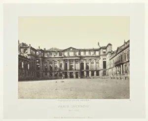 Burned Prints: Paris Fire (Facade of the Palais de Saint-Cloud), May, 1871. Creator: Charles Soulier