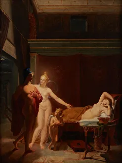 Helen Of Troy Gallery: Paris and Helen (Venus and Amor escort Paris to bed chamber of Helen), 1800. Creator: Ducros