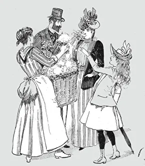 Flower Girl Prints: The Paris Season - drawn by Mars; A Flower Girl in the Avenue Du Bois de Boulogne