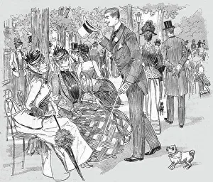 Mars Prints: The Paris Season - drawn by Mars; Morning Gathering at the Petite Plage