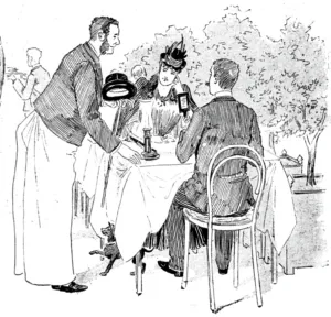 Mars Prints: The Paris Season - drawn by Mars; Open Air Dinner in the Champs Elysees