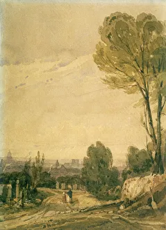 Paris seen from the Pere Lachaise cemetery, c1825. Artist: Richard Parkes Bonington Paris seen from the Pere Lachaise cemetery, c1825. Artist: Richard Parkes Bonington
