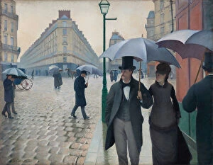 Fashionable Gallery: Paris Street; Rainy Day, 1877. Creator: Gustave Caillebotte