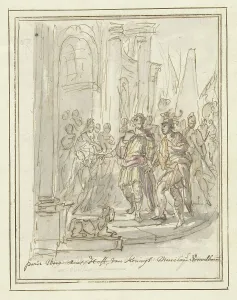 Nymegen Elias Van Prints: Paris is welcomed at the court of Menelaus, 1677-1755. Creator: Elias van Nijmegen