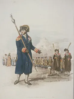Civic Costume Prints: Parish Beadle in civic costume holding a staff, 1805. Artist: William Henry Pyne