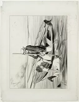 Honoredaumier Gallery: Parisian Boatmen, plate 14: Man Overboard, 1843. Creator: Honore Daumier (French