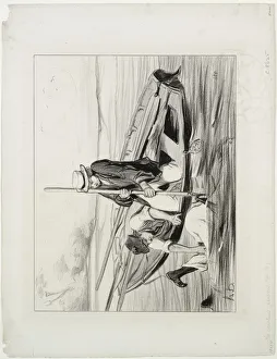 Honoredaumier French Prints: Parisian Boatmen, plate 14: Man Overboard, 1843. Creator: Honore Daumier (French