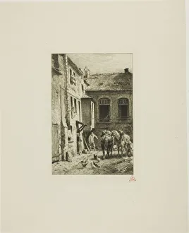 Parisian Courtyard, 1865. Creator: Charles Emile Jacque
