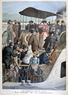 Weber Prints: Parisians returning from the countryside by boat, 1894. Artist: Weber