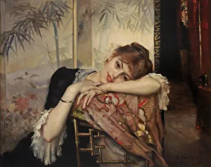 Japonaiserie Prints: The Parisienne, 1883. Creator: Edelfelt, Albert Gustaf Aristides (1854-1905)