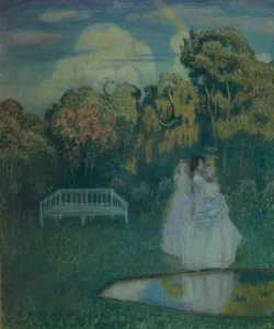 Borisov Musatov Prints: Park bathed in shadows, 1904. Artist: Borisov-Musatov, Viktor Elpidiforovich (1870-1905)