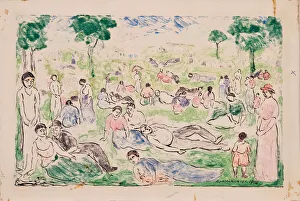 Socialising Collection: Park With Figures, 1908. Creator: Abraham Walkowitz