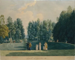 Empire Style Prints: In the Park. Olgovo, 1813. Artist: Apraksina (1798-1886)