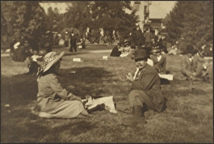 Toned Gelatin Silver Print Prints: Park Scene, Possibly Self-Portrait, 1907-1943. Creator: Louis Fleckenstein