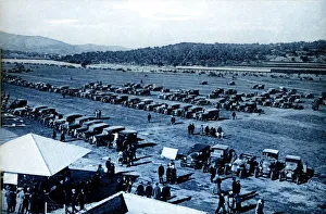 Speedway Prints: Parking of vehicles on the Autodromo Nacional de Terramar in Sitges, 1922