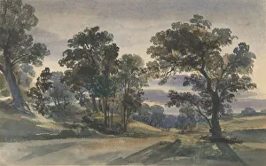 Watercolour And Graphite Prints: A Parkland View at Dusk, ca. 1879. Creator: William Leighton Leitch