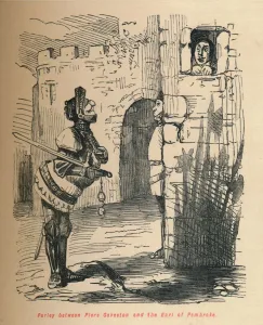 Parley between Piers Gaveston and the Earl of Pembroke., c1860, (c1860). Artist: John Leech Parley between Piers Gaveston and the Earl of Pembroke., c1860, (c1860). Artist: John Leech