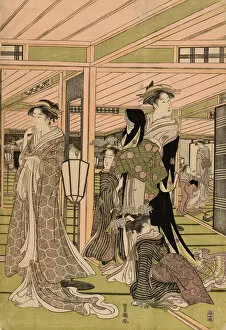 Yoshiwara Gallery: The parlor of a brothel in the pleasure quarters, c. 1789 / 1801