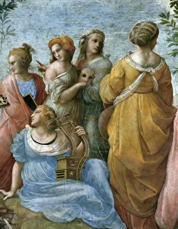Raffaello Prints: The Parnassus. Detail. (Fresco in Stanza della Segnatura), ca 1510-1511. Creator: Raphael