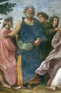 Roman School Prints: The Parnassus. Detail (Fresco in Stanza della Segnatura), ca 1510-1511. Creator: Raphael