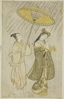 Patten Collection: Parody of Komachi praying for rain, 1765. Creator: Ishikawa Toyonobu