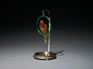 Parrot on a Perch, 1896-1903. Creator: House of Faberge (Russian, 1842-1918)