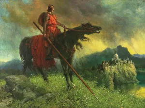 Percival Prints: Parsifal on the Way to the Grail Castle, 1920. Creator: Leeke, Ferdinand (1859-1937)