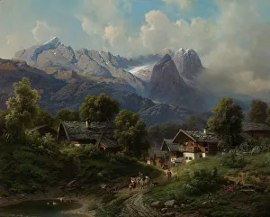Alpine Prints: Partenkirchen in Bavaria at Sunrise, 1860. Creator: Karl Millner