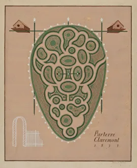 Birdhouse Prints: Parterre Claremont, c. 1936. Creator: Helen Miller