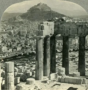 Parthenon Prints: The Parthenon on the Acropolis - View N. E. over Athenai (Athens) to Mount Lycabettus