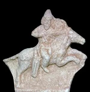 Parthian ceramic plaque from the 1st to 3rd century, depicting a mounted archer