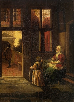 Copy Prints: Partial copy after Pieter de Hooch Interior Scene with a Woman Reading and a