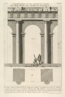 Giovanni Battista Collection: Partial elevation and plan of the first-order portico at the Theater of Marcellus