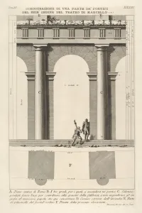 Portico Prints: Partial elevation and plan of the first-order portico at the Theater of Marcellus
