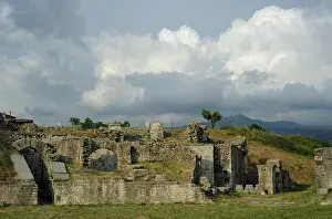 Partial view of the amphitheater ruins, ancient city of Salona, Solin, Croatia, 2018. Creator: Unknown