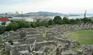 Partial view of the amphitheater ruins, ancient city of Salona, Solin, Croatia, 2018. Creator: Unknown