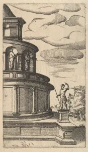 Castel Santangelo Prints: Partial view of a Building [Sepulchrum Adriani] from the series Ruinarum variarum