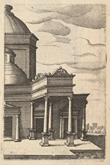 Lambert Prints: Partial view of a Building [Templum Veneris] from the series Ruinarum variarum