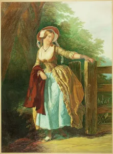Baxter George Prints: The Parting Look (without Man and Box), 1858. Creator: George Baxter