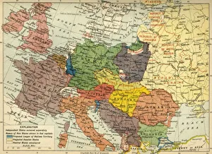 Organisation Prints: The Partition of Europe under Treaties of Paris, June 1919, (c1920). Creator: Unknown