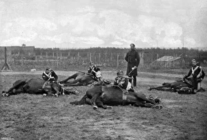 A party of the 4th (Queens Own) Hussars skirmishing dismounted, 1896. Artist: Gregory & Co