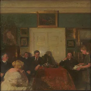 Julius Paulsen Prints: A Party in the Artist's Home, 1915. Creator: Julius Paulsen