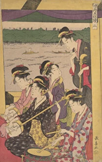 A Party of Geisha in a Suzumi-bune, i.e. 'cooling-off boat