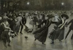 Winter Scene Gallery: Party on the Ice, 1909. Artist: Gause, Wilhelm (1853-1916)