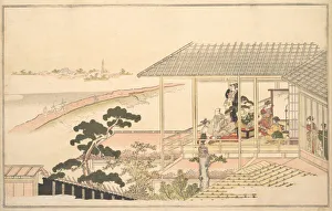 A Party of Merrymakers in a House in the Yoshiwara on a Moonlight Night, 1789 A Party of Merrymakers in a House in the Yoshiwara on a Moonlight Night, 1789