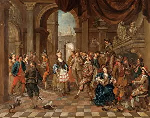 Hendrick Prints: A party with music and actors entertaining the company, 1710. Creator: Hendrick Govaerts