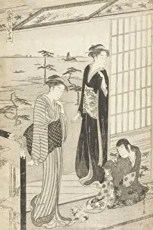 Eishi Chobunsai Prints: Party in a Teahouse near Suma Beach (image 2 of 2), c1790. Creator: Hosoda Eishi