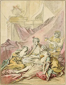 Serraglio Prints: The Pasha in His Harem, ca 1735-1739. Artist: Boucher, Francois (1703-1770)