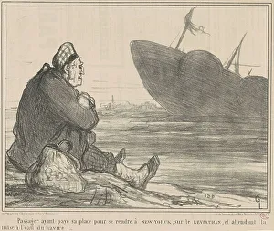 Passager ayant payé... pour se rendre a New-York, 19th century. Creator: Honore Daumier