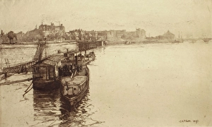 Platt Prints: Passenger Boats on the Seine, 1887. Creator: Charles Adam Platt